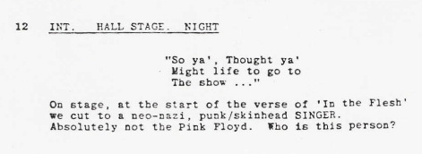 Фрагмент сценария фильма The Wall